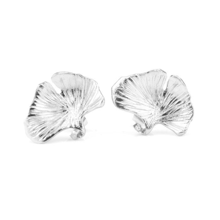 Ginkgo Leaves Stud Earring Gold Silver Plant