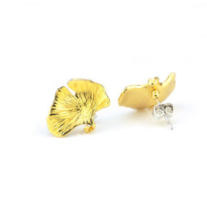 Ginkgo Leaves Stud Earring Gold Silver Plant