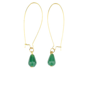 Green Stone Earring  Gold Silver Water Drop Chalcedony Stone Earring For Women