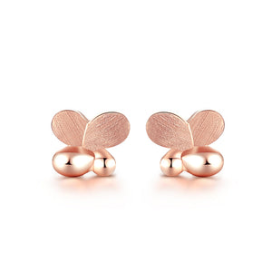 Rose Gold Stud Earrings Women Butterfly Stud Earrings 1.1g